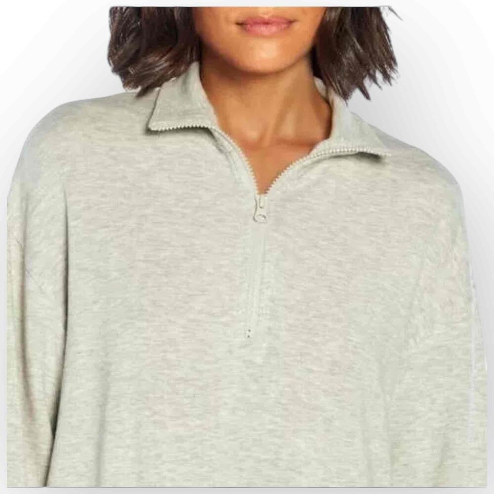 Three Dots Women’s Cozy Quarter Zip Lightweight Pullover in Heather Gray - 146XS - Picture 2 of 7